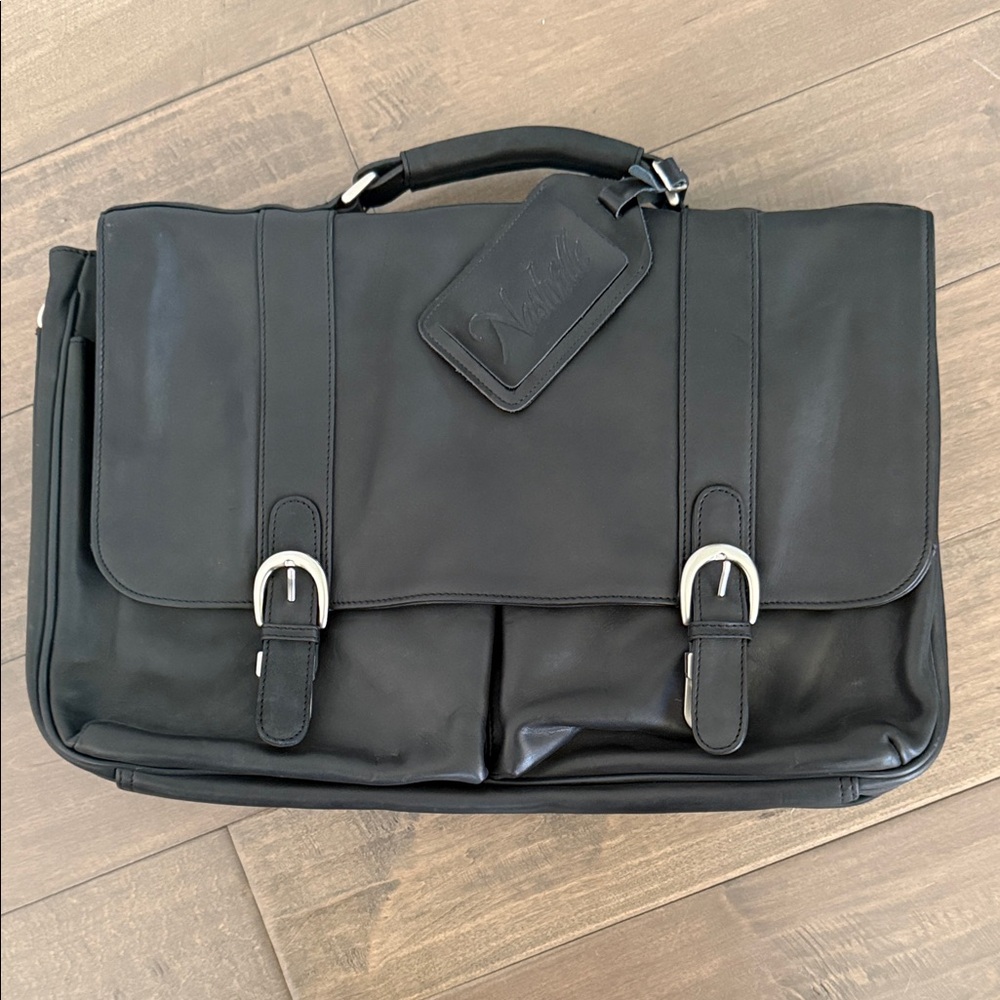 Classic Black Leather Briefcase